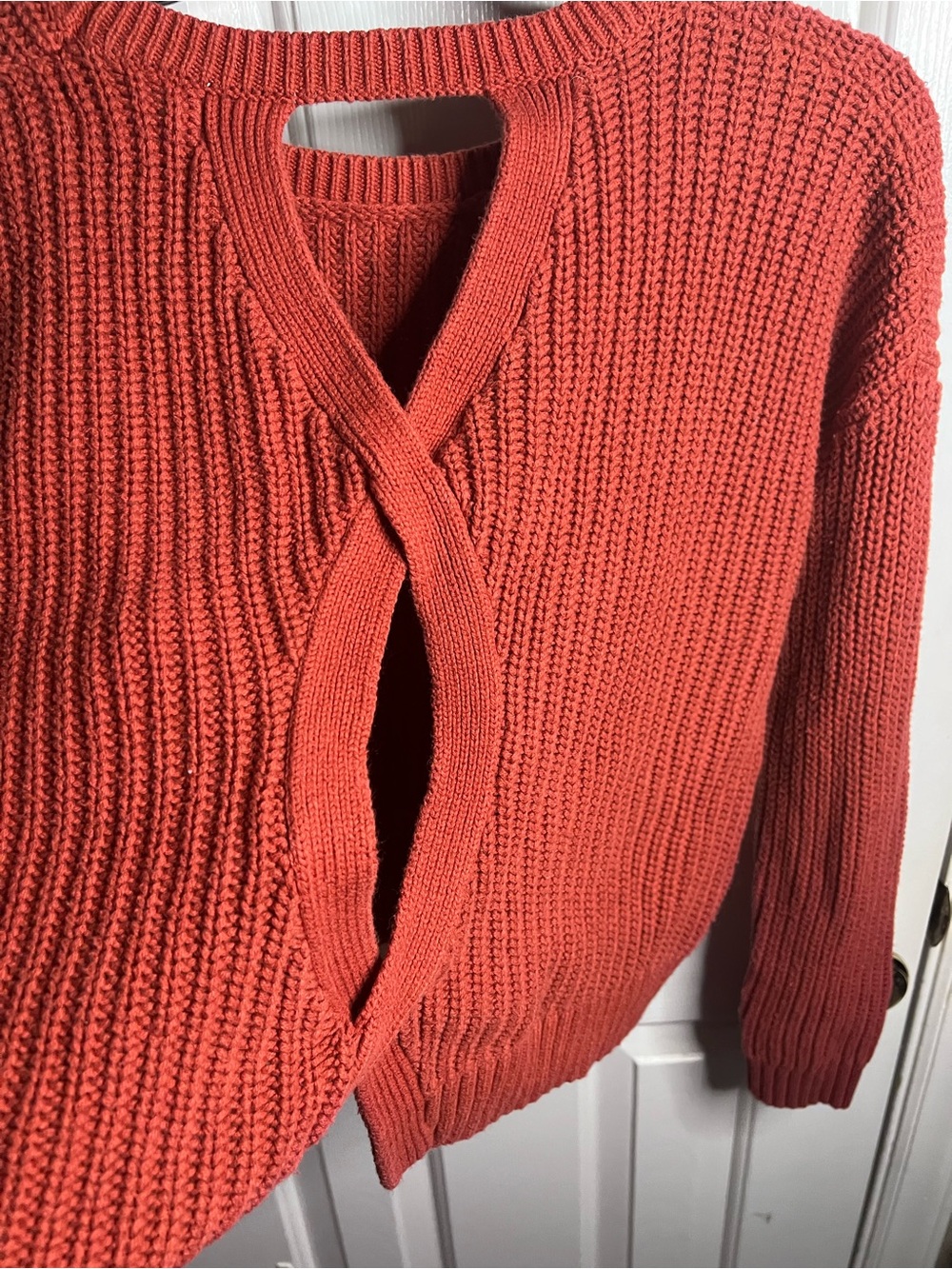 Women's Ribbed Crewneck Sweater - Rust - Picture 5 of 5